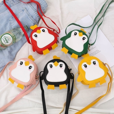 2020 Summer New Pu Penguin Children's Bags Korean Style Three-Dimensional Cartoon Baby Shoulder Crossbody Change Accessory Bag Fashion