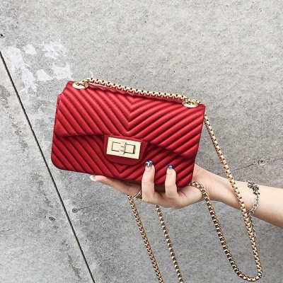 Women's Bag 2020 New Chanel-Style Rhombus Chain Bag Frosted Jelly Bag Plastic Messenger Bag Women's Mini Bag