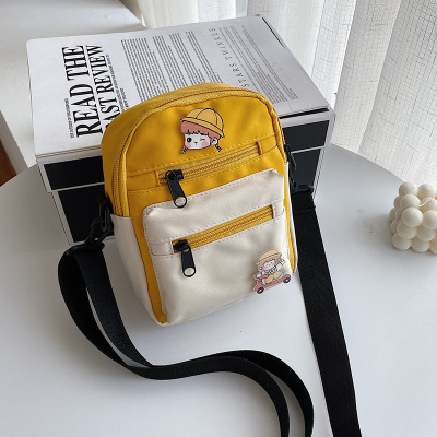 Women's Bag New Fashion Ins Korean Style Contrast Color Shoulder Messenger Bag Cute Student Canvas Small Shoulder Bag Women's Bag