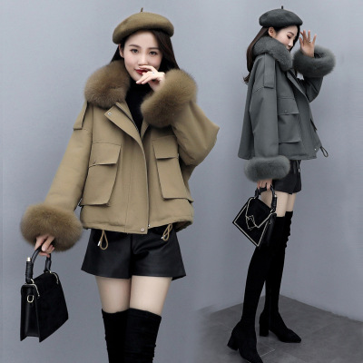 down Cotton-Padded Jacket Women's Short Winter New Korean Style Fashion Loose Small Parka Cotton-Padded Jacket Fleece-Lined Cotton-Padded Jacket