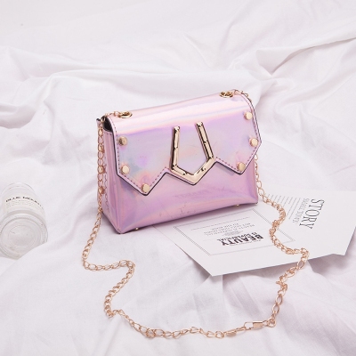 Women's Bag 2020 New Pointed Lock Twist Nail Colorful Chain Small Square Bag Fashion Casual Mini Pouch Spot Fashion