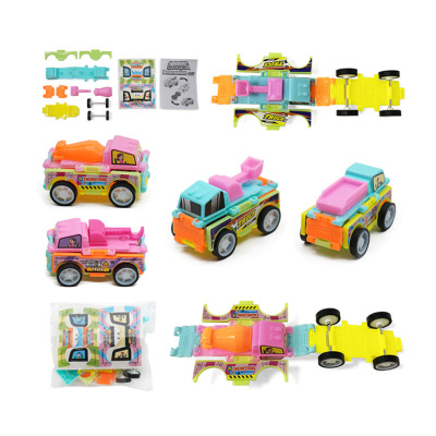 Professional Production Assembled Small Toys DIY Assembled Deformation Blocks Engineering Vehicle Kinder Joy Capsules Capsule Toy Small Gifts