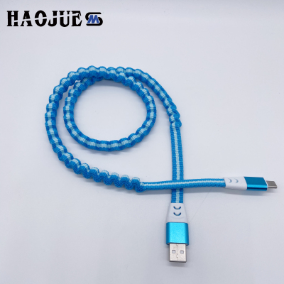 2021 New Data Cable Haojue Creative Telescopic Charging Cable Telescopic Lengthened Phone Fast Charge Line 1 M
