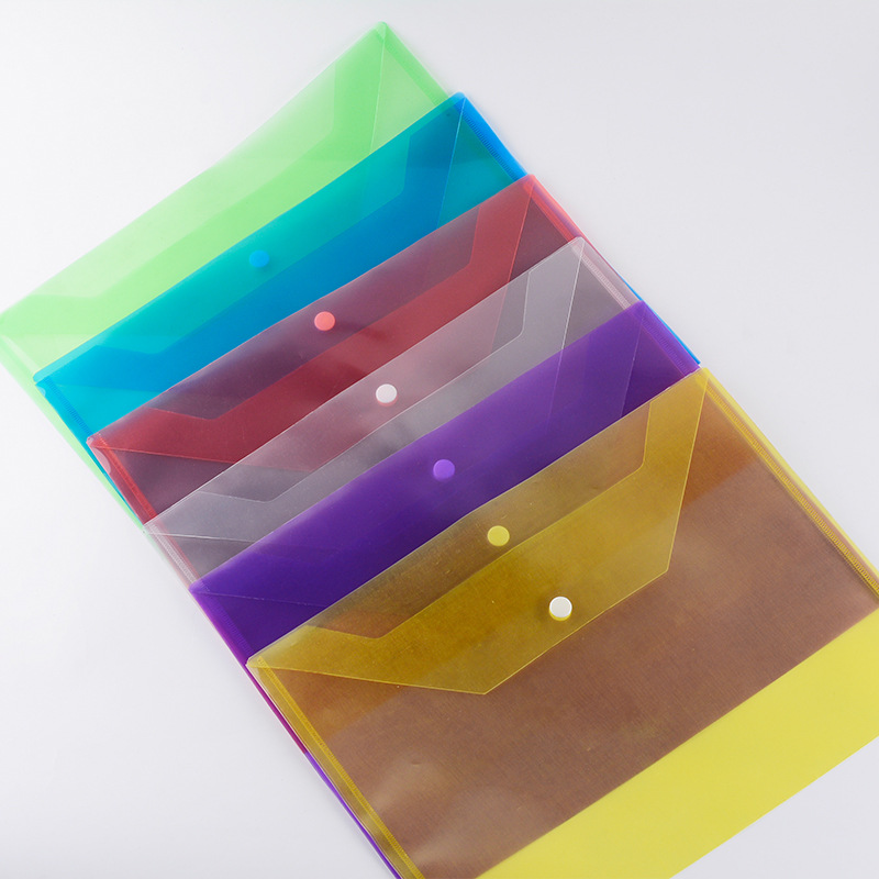 批发零售手提便携文件袋塑料A4纸收纳资料夹商务办公pp光面档案袋