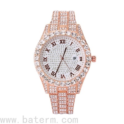 Best Seller in Europe and America Luxury Full Diamond Roman Digital Calendar Bracelet Watch Gypsophila Watch