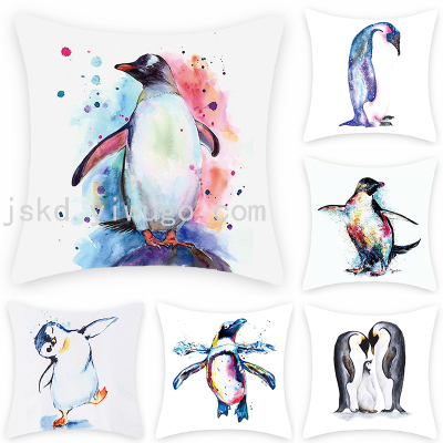 Penguin Digital Printed Pillowcase Sofa Cushion Bedroom Bedside Decoration Pillow Can Graphic Customization Backrest