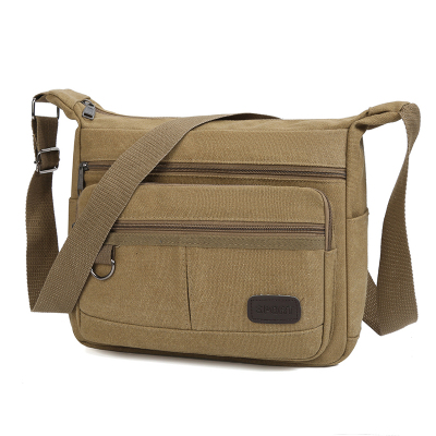 Multi-Layer Canvas Bag Men's Bag Large Capacity Leisure Bag Men's Horizontal Shoulder Bag Crossbody Bag Men's Bag Crossbody Backpack