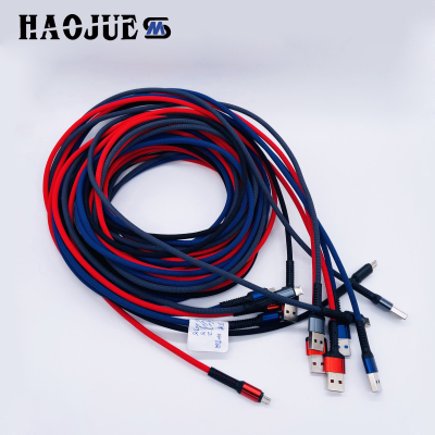 Haojue Focuses on Hot 1M2M3M Flash Charging Data Cable Super Fast Charge Mobile Phone Cable Metal Woven 2021