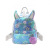 New Sequin Backpack Women's Japanese and Korean Fashion Colorful Children's Bags Band Fur Ball Cute Student Unicorn Backpack