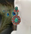 Rongyushi Luxury Flower Red Agate Turquoise Mixed Colored Gemstone Earrings European and American Retro Malachite High-Key Eardrop