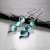 Earrings Bohemian Creative Curve Wave-Shaped Earrings European and American Inlaid Sea Blue Cat Eye Gem Swing Earrings