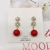 Red Fashion Rhinestone Long Pearl Earrings Sterling Silver Needle Popular All-Matching Graceful Earrings