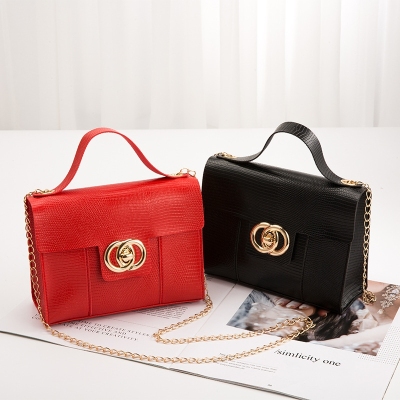 Women's Bag 2021 New Double Ring Lock Chain Small Square Bag Ladies Hand Small Bag