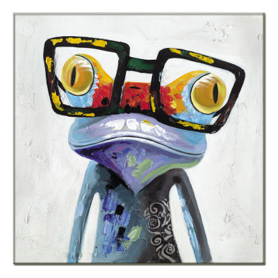 Glasses Frog Oil Painting Animal Oil Painting Frameless Painting Hotel Oil Painting Apartment Decoration Painting Factory Direct Sales