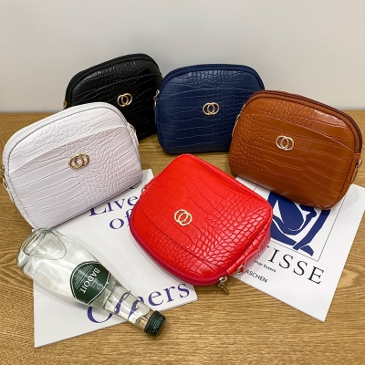 2021 New Coin Purse Circle Trademark Double Layer Crocodile Pattern Shell Bag Fashion Leisure Phone Bag Gift Pouch