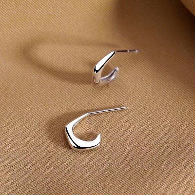 European and American S925 Silver ~ Simple Earrings Personalized Earrings Refined and Simple Geometric Niche Design