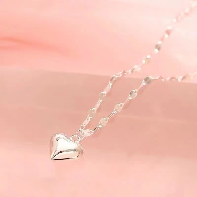 S925 Silver Love Necklace Popular Special-Interest Design Light Luxury Heart-Shaped Collarbone Necklace Set Chain Clavicle Chain