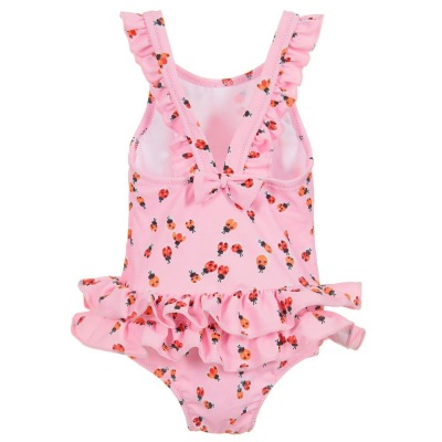 INS Hot Search Child Girl Ladybug Rose Pink One-Piece Swimsuit