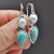 Rongyu Wish Amazon Vintage Pearl Dragon Crystal Turquoise Earrings Europe and America Cross Border Ear Rings Factory Wholesale