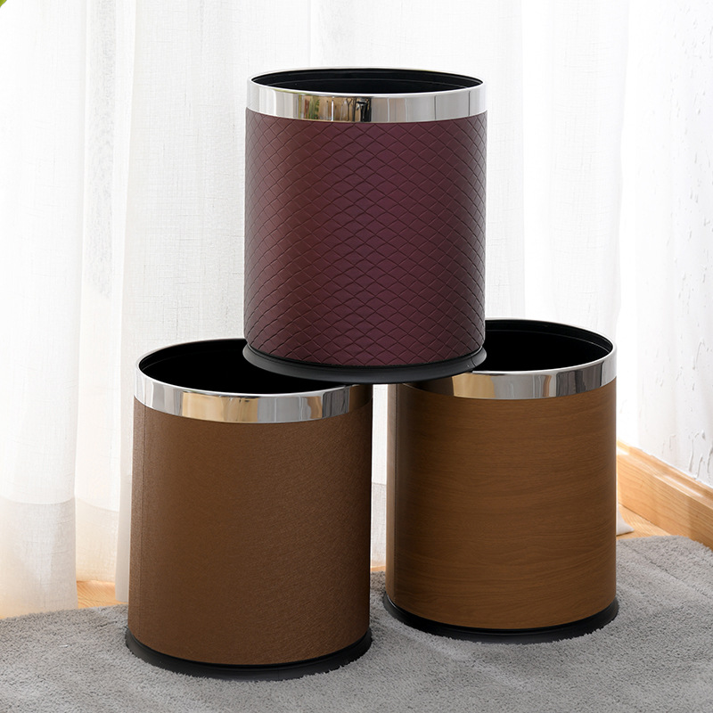 酒店宾馆民宿客房SPA双层加厚圆形阻燃垃圾桶宾馆办公商务会所KTV