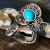 Rongyu Wish Hot Sale Creative Flower Plated 925 Marcasite Ring European and American Retro Turquoise Stone Eye-Catching Ring