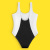 Foreign Trade Children's Swimsuit Girls' New Black and White Color Matching Medium and Large Girls One-Piece Bikini European and American Swimsuit