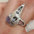 Rong Yu Cool Amethyst Skeleton Skull Plated 925 Male and Female Ring Bird Skull Punk Jewelry