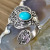 Rongyu Wish Hot Sale Creative Flower Plated 925 Marcasite Ring European and American Retro Turquoise Stone Eye-Catching Ring