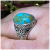 Rongyu EBay Amazon Wish Hot Sale Inlaid Turquoise Retro Electroplating Marcasite Ring Men and Women Silver Accessories