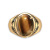 Rong Yu Plated 24K Gold Natural Real Tigereye Ring Etched Tribal Tattoo Style Tiger Eye Men's Ring