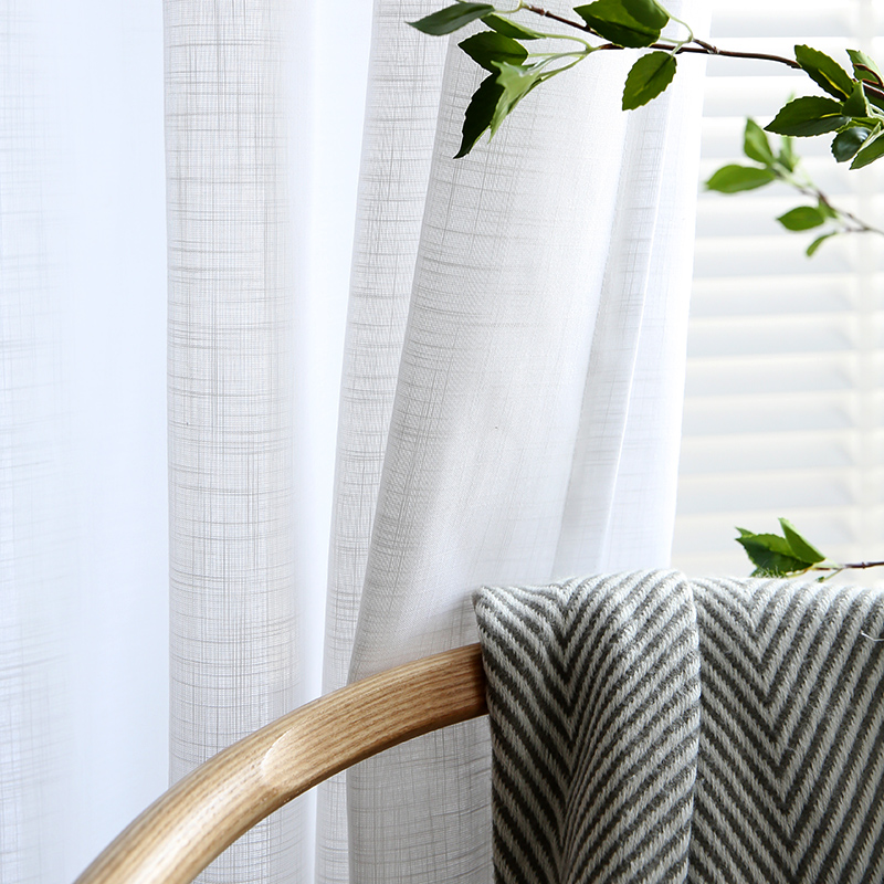 亚麻纱帘十字麻纱窗帘窗纱中式日式北欧简约风阳台客厅隔断纱帘