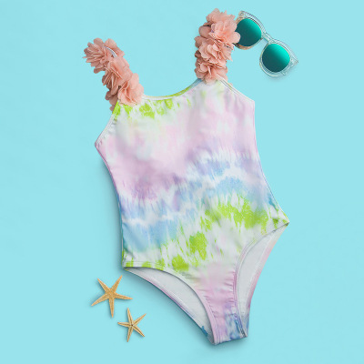 European and American Fashion Children's Swimsuit Girls' Petal Sling Medium and Large Girls One-Piece Bikini Perfect Swimsuit