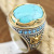 Rongyu Foreign Ornament Wholesale European and American Personalized Retro Punk Gem Turquoise Men's Titanium Steel Alloy Ring