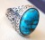 Rongyu EBay Amazon Wish Hot Sale Inlaid Turquoise Retro Electroplating Marcasite Ring Men and Women Silver Accessories