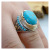 Rongyu Foreign Ornament Wholesale European and American Personalized Retro Punk Gem Turquoise Men's Titanium Steel Alloy Ring