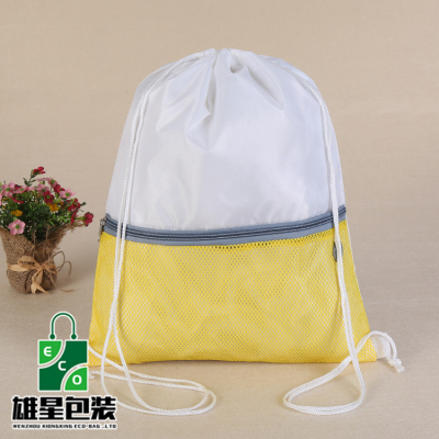 Customized Supply Nylon Drawstring Bag Waterproof Polyester Drawstring Bag Mesh Double Stitching Drawstring Backpack Bag Customized