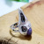 Rong Yu Cool Amethyst Skeleton Skull Plated 925 Male and Female Ring Bird Skull Punk Jewelry