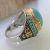 Rongyu Foreign Ornament Wholesale European and American Personalized Retro Punk Gem Turquoise Men's Titanium Steel Alloy Ring