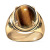 Rong Yu Plated 24K Gold Natural Real Tigereye Ring Etched Tribal Tattoo Style Tiger Eye Men's Ring