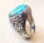 Rongyu EBay Amazon Wish Hot Sale Inlaid Turquoise Retro Electroplating Marcasite Ring Men and Women Silver Accessories