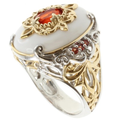 Rongyu New Natural Shell Baroque Ring European and American Luxury Color Separation Gold-Plated Ruby Ring