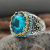 Rongyu Fashion New Sapphire Ring Men's Retro Diamonds Gem Two-Color Ring Ornament