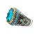 Rongyu Fashion New Sapphire Ring Men's Retro Diamonds Gem Two-Color Ring Ornament