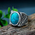 Rongyu Wish Hot Sale European and American Retro Turquoise Ring 925 Thai Silver Vine Carved Personalized Men's and Women's Ring