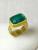 Rongyu Palaiba Emerald Green Tourmaline Ring Etching Tribal Pattern 18K Gold Plated Blue Tourmaline Ring
