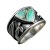 Rongyu Wish AliExpress New Dragon Crystal Turquoise Ring European and American 925 Vintage Thai Silver Leaf Shaped Ring