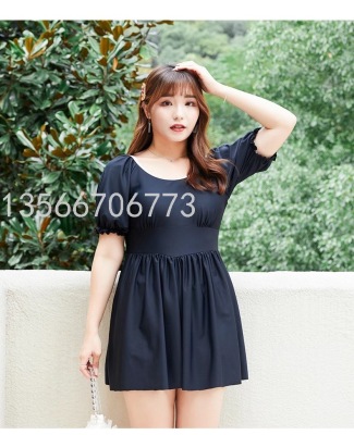 2021 New Swimsuit Female Conservative Cover Belly Thin Spa plus-Sized mm Skirt Swimsuit