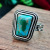 Rongyu Wish Hot Sale Europe and America Creative Trapezoidal Flower Turquoise Ring Vintage 925 Silver Plated Carved Rose Ring