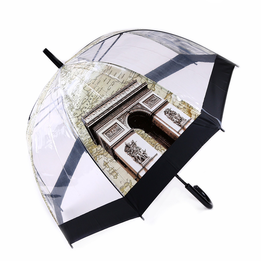 雨伞侧透复古伞黑色加大长柄直伞男订做酒店雨伞油画半透雨伞