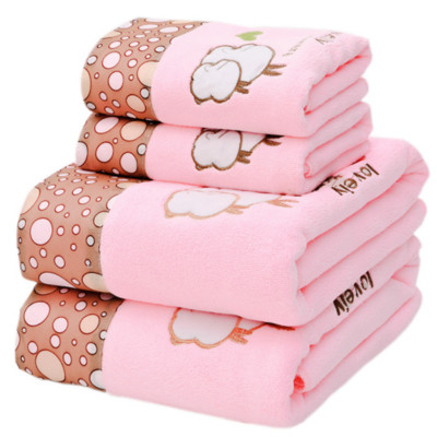 Factory Wholesale Towels Set Microfiber Lace Embroidery Cartoon Soft Absorbent Adult Men and Women